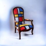 Voltaire armchair upholstered Mondrian style