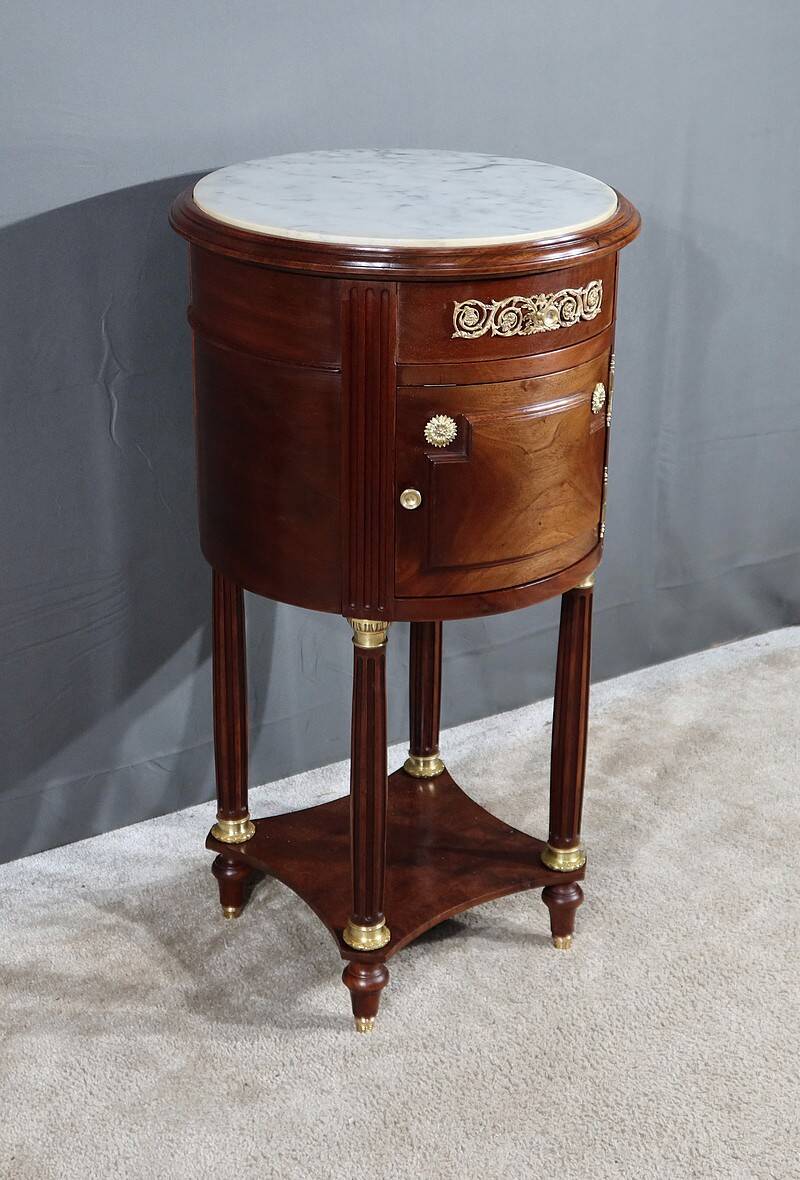 Small Tambour Table in Mahogany, Louis XVI style – Late 19th century