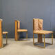 Romeo Rega set of 4 dining chairs in brass and wicker for Mario Sabot, 1970s