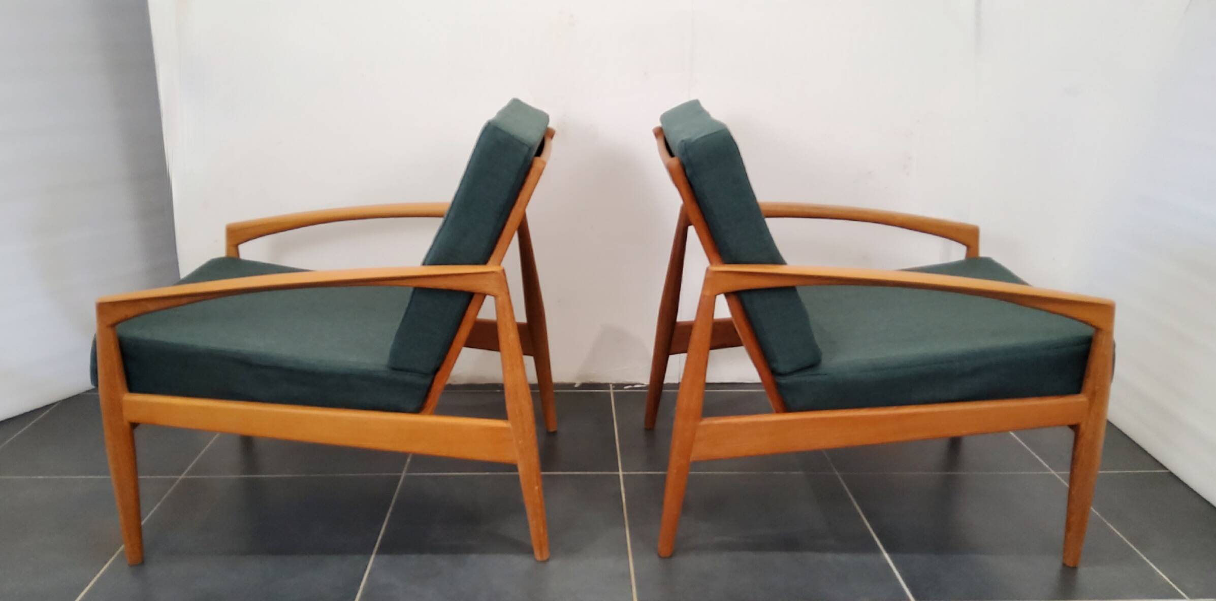 Pair of Danish chairs Paper Knife model 121 in teak by Kai Kristianse
