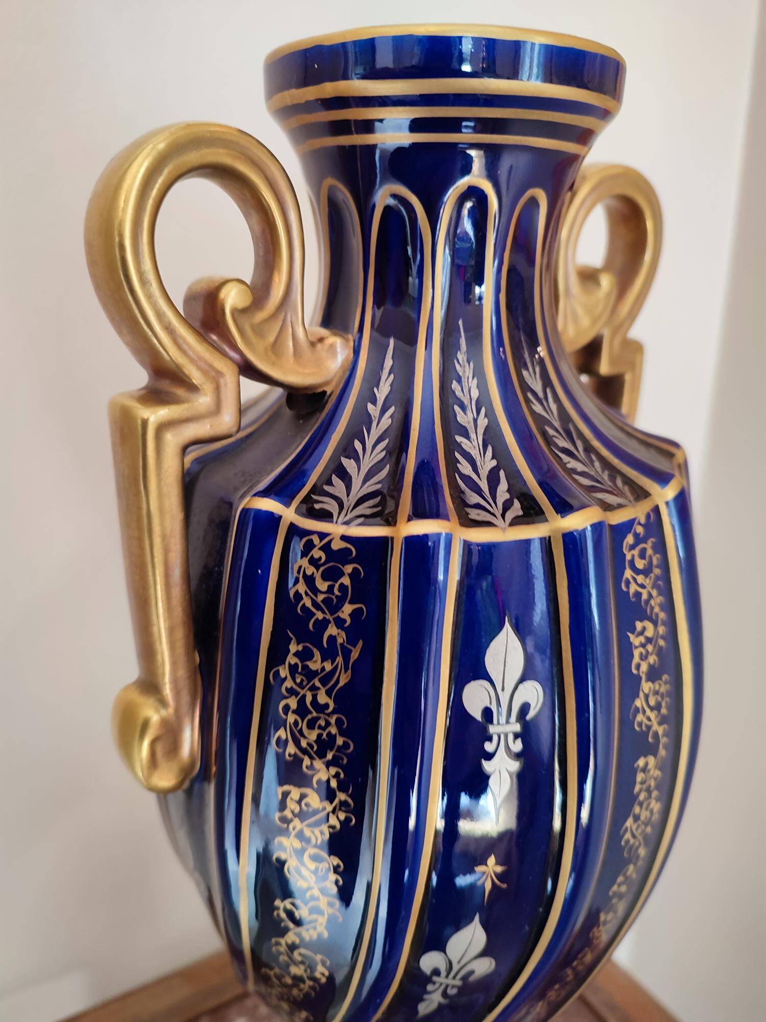 Two-handled baluster vase in late 19th century earthenware from the Gustave Asch factory (1856-1911)