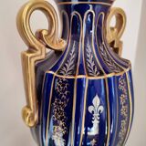 Two-handled baluster vase in late 19th century earthenware from the Gustave Asch factory (1856-1911)
