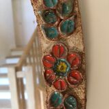 Ceramic mirror decorated with flowers, circa 1960 25x40cm