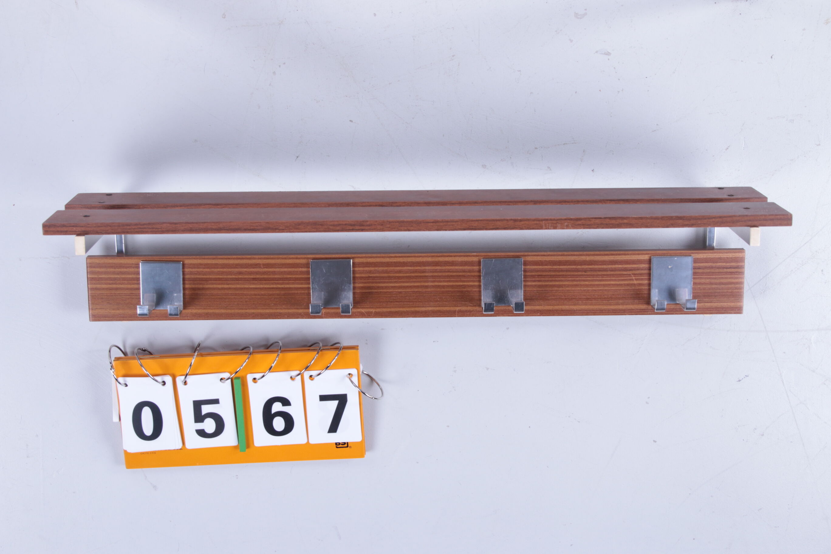 Vintage wall coat rack with chrome and 8 hooks