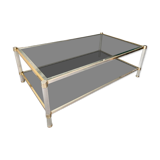 Table basse double plateau laiton et verre
