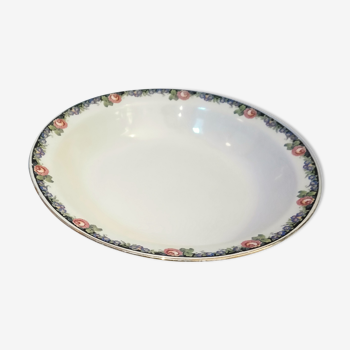 Grand plat de service porcelaine sarreguines Digoin motif floral liseré or