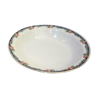 Grand plat de service porcelaine sarreguines Digoin motif floral liseré or