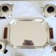 Art Deco coffee and tea service, silver-plated metal tray.