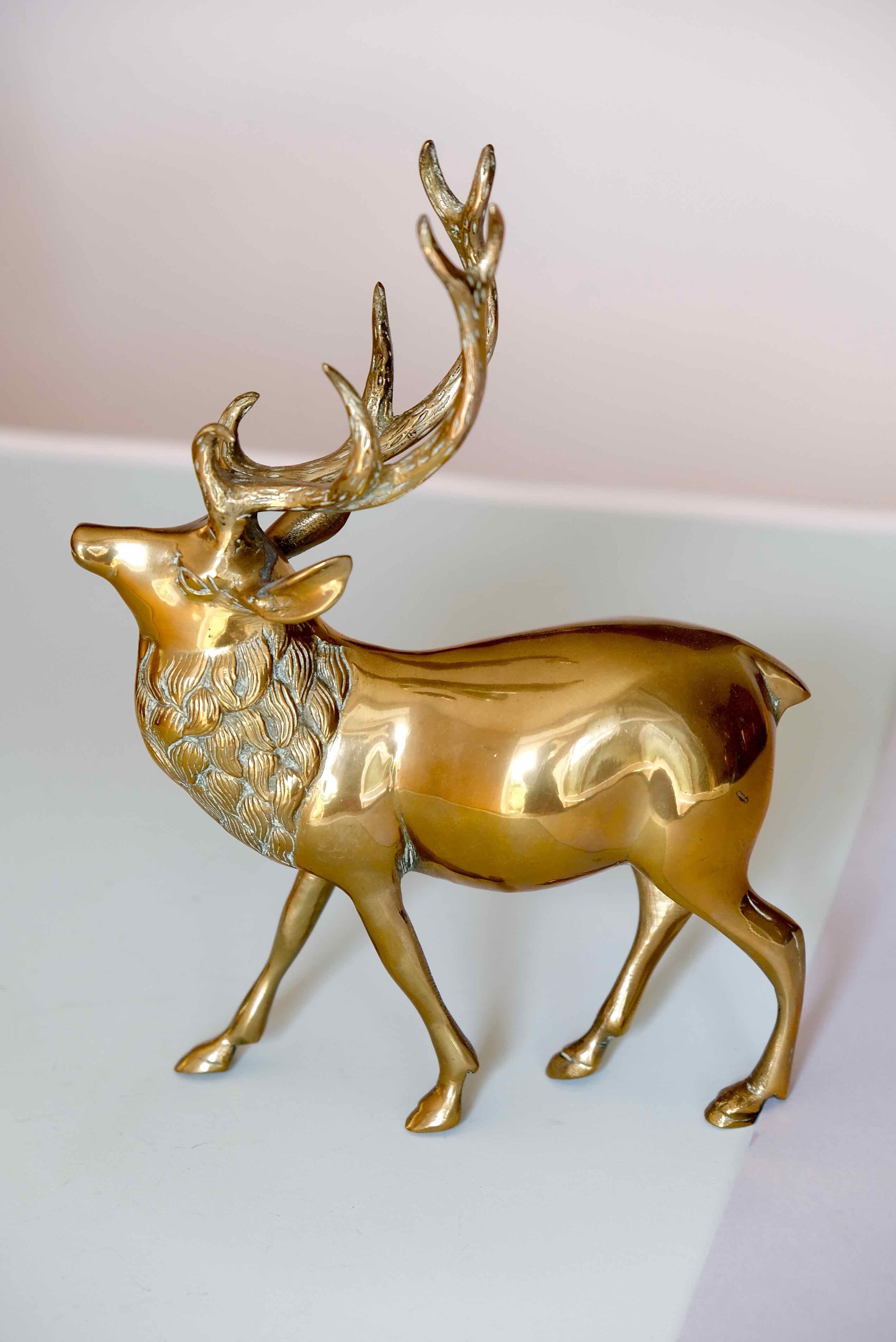 Vintage solid brass stag from the 1950s