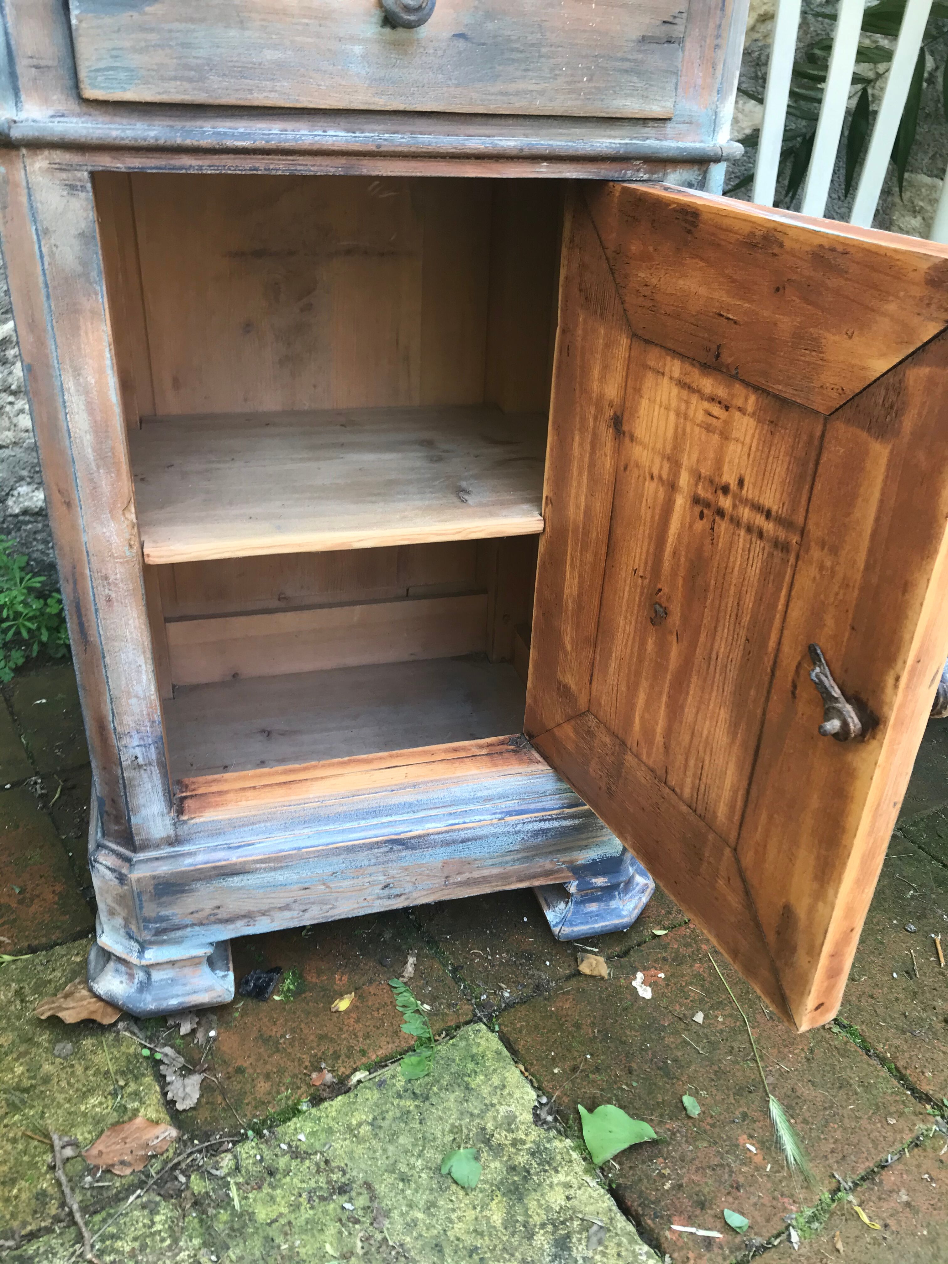 Old grey patinated bedside