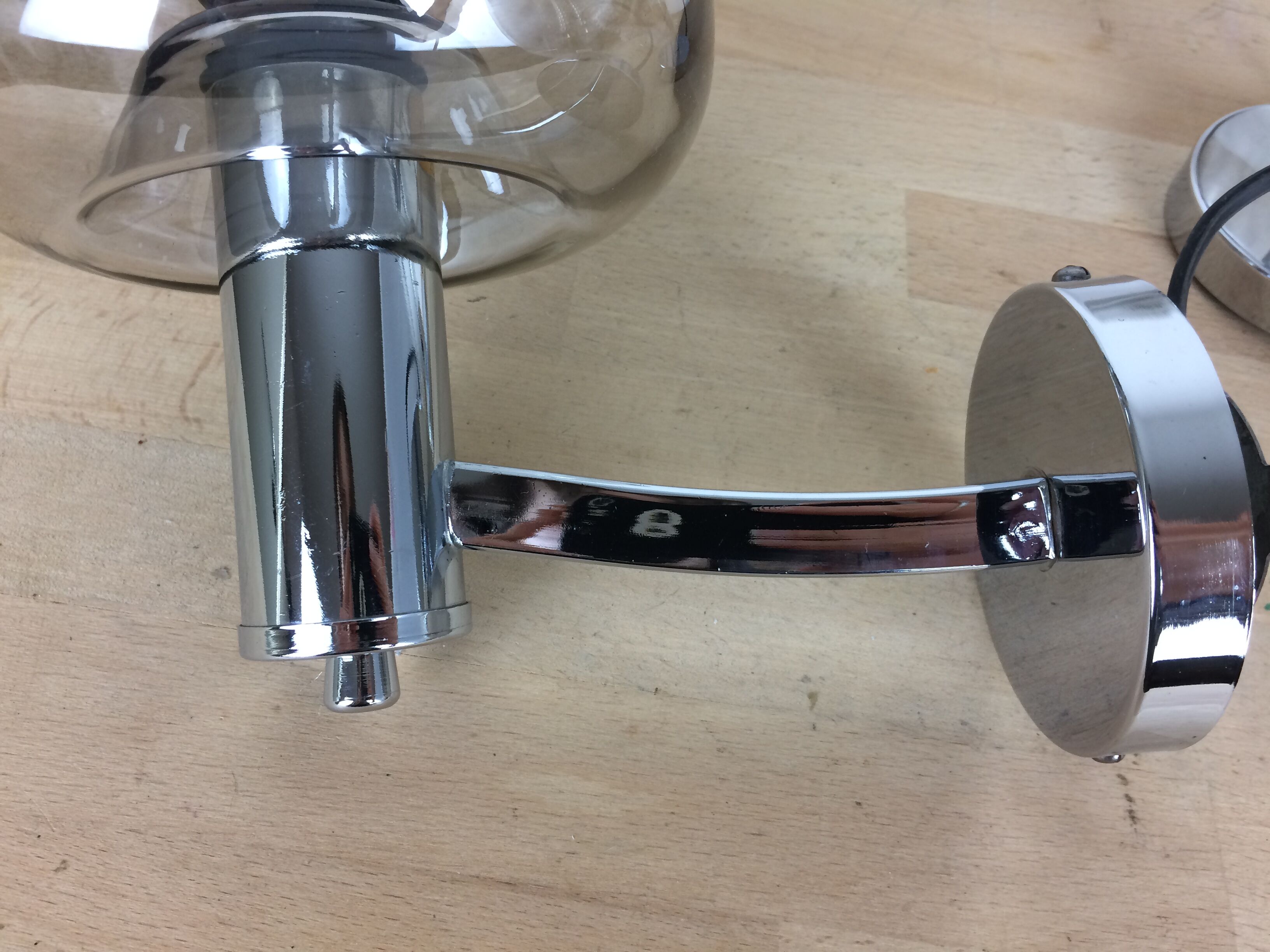 Pair of chrome sconces and smoked glass space age, 70s