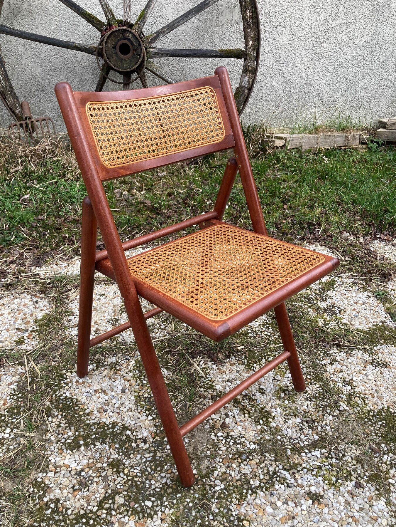 Pair of Italian folding chairs in vintage canning