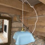 Vintage opaline blue pendant lamp