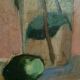 Oil painting on cardboard honeysuckle branch