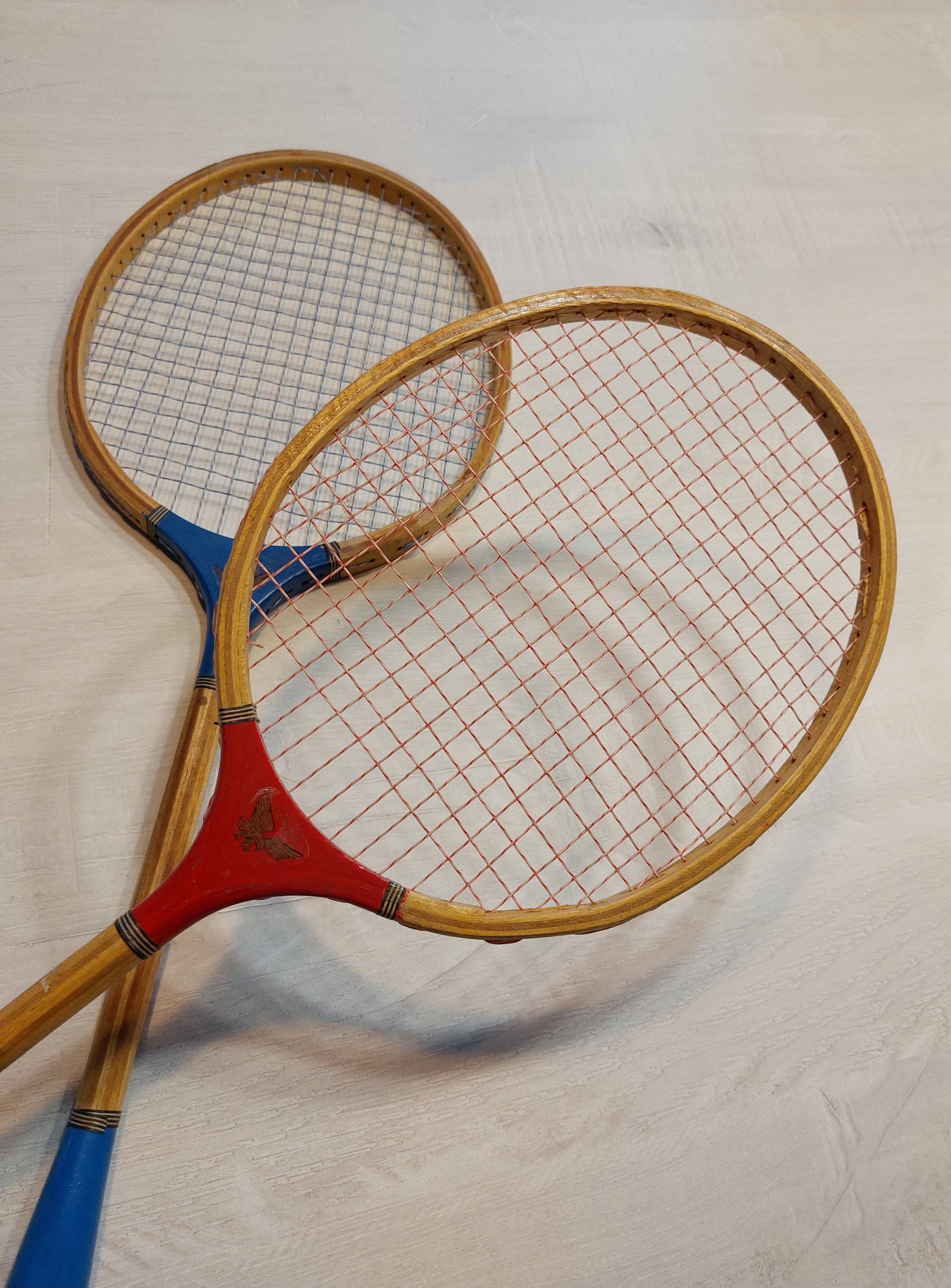 Vintage wooden badminton rackets