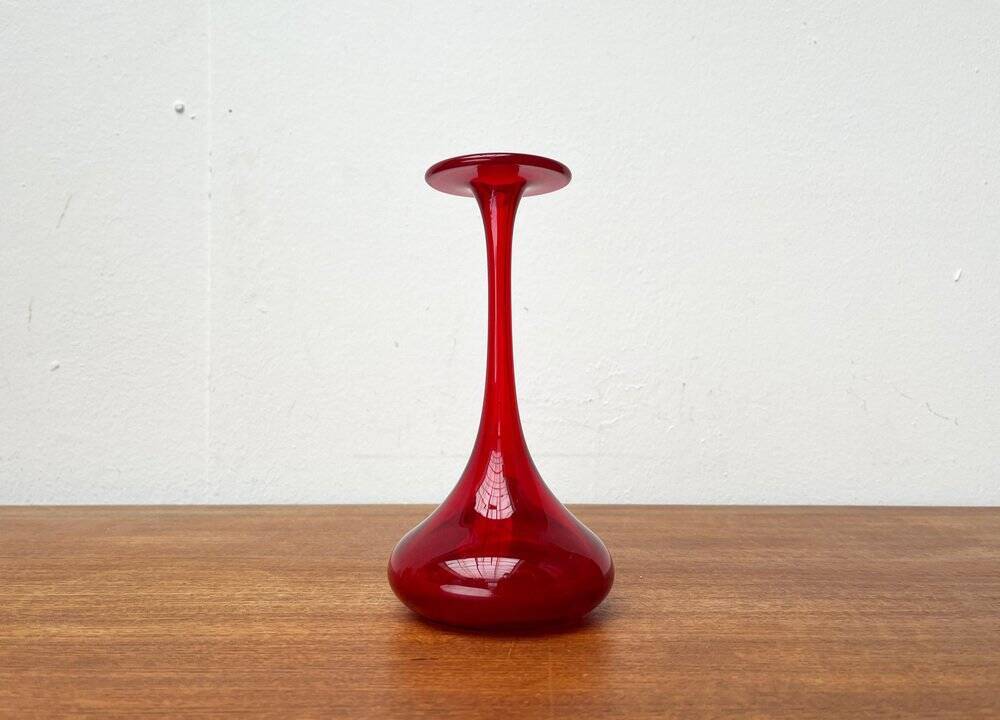 Vintage red glass solifleur vase by Cari Zalloni for WMF.