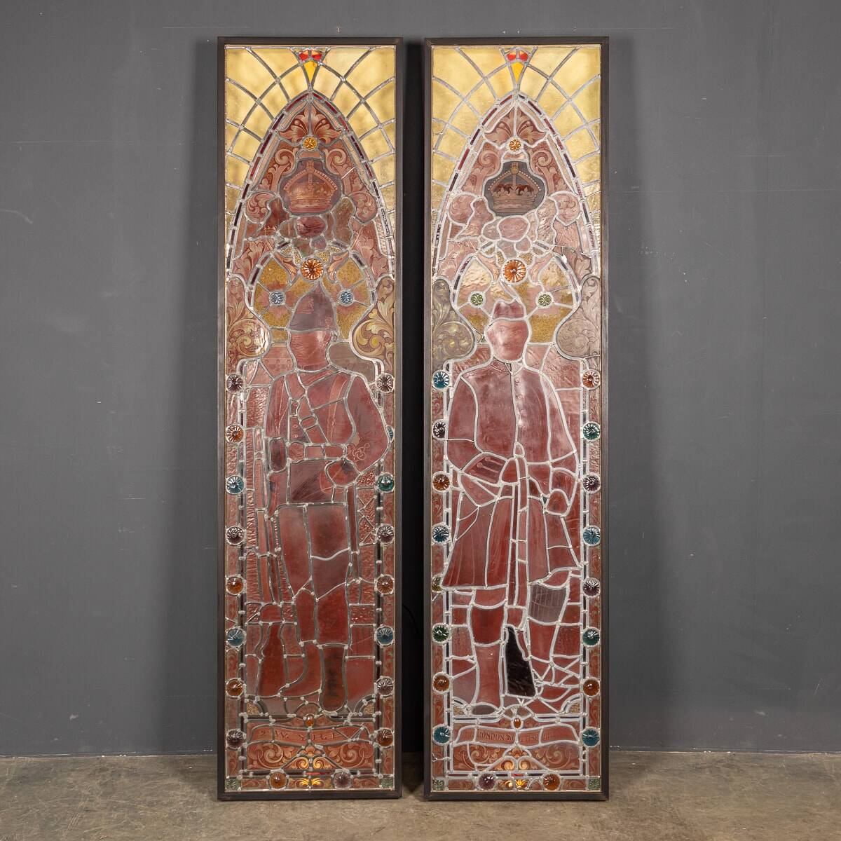 Antique 19thc victorian stained glass window light boxes c.1880