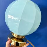 Vintage Art Deco blue opaline globe table lamp