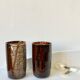 Pair of enamelled stoneware mazagran cups