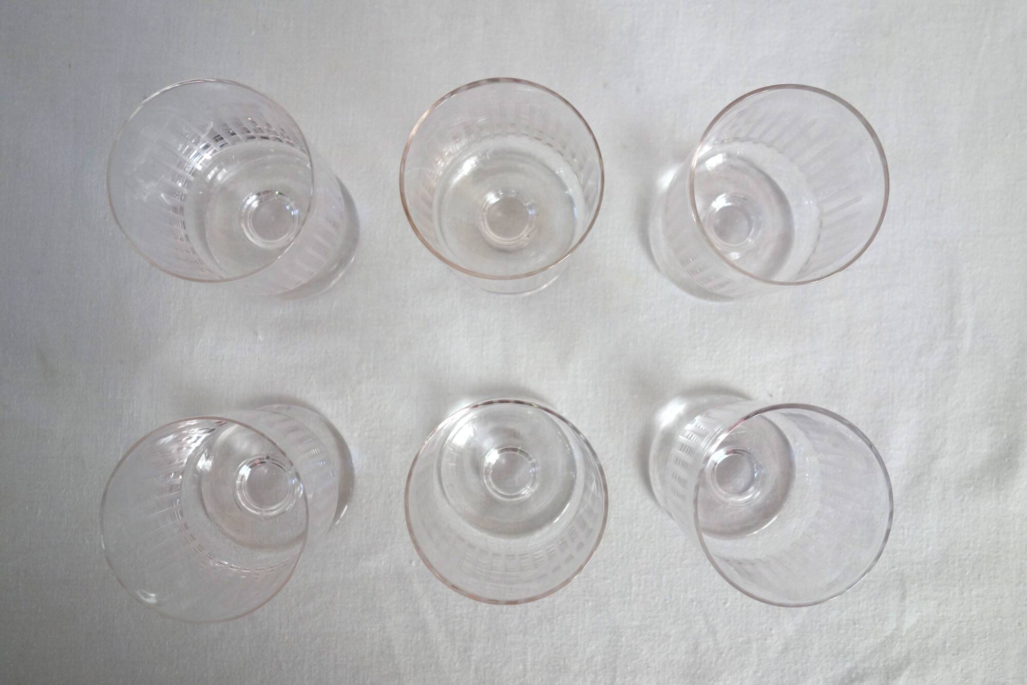 Set of 6 vintage cut crystal wine glasses.