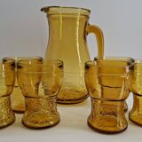 Service à orangeade  en verre ambré