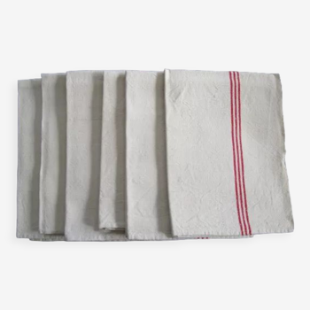 Set of 6 old cotton tea towels