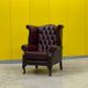 Burgundy leather chesterfield wing chair (Price is for one)