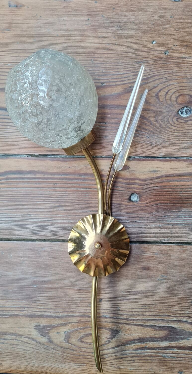 Pair of brass and glass sconces