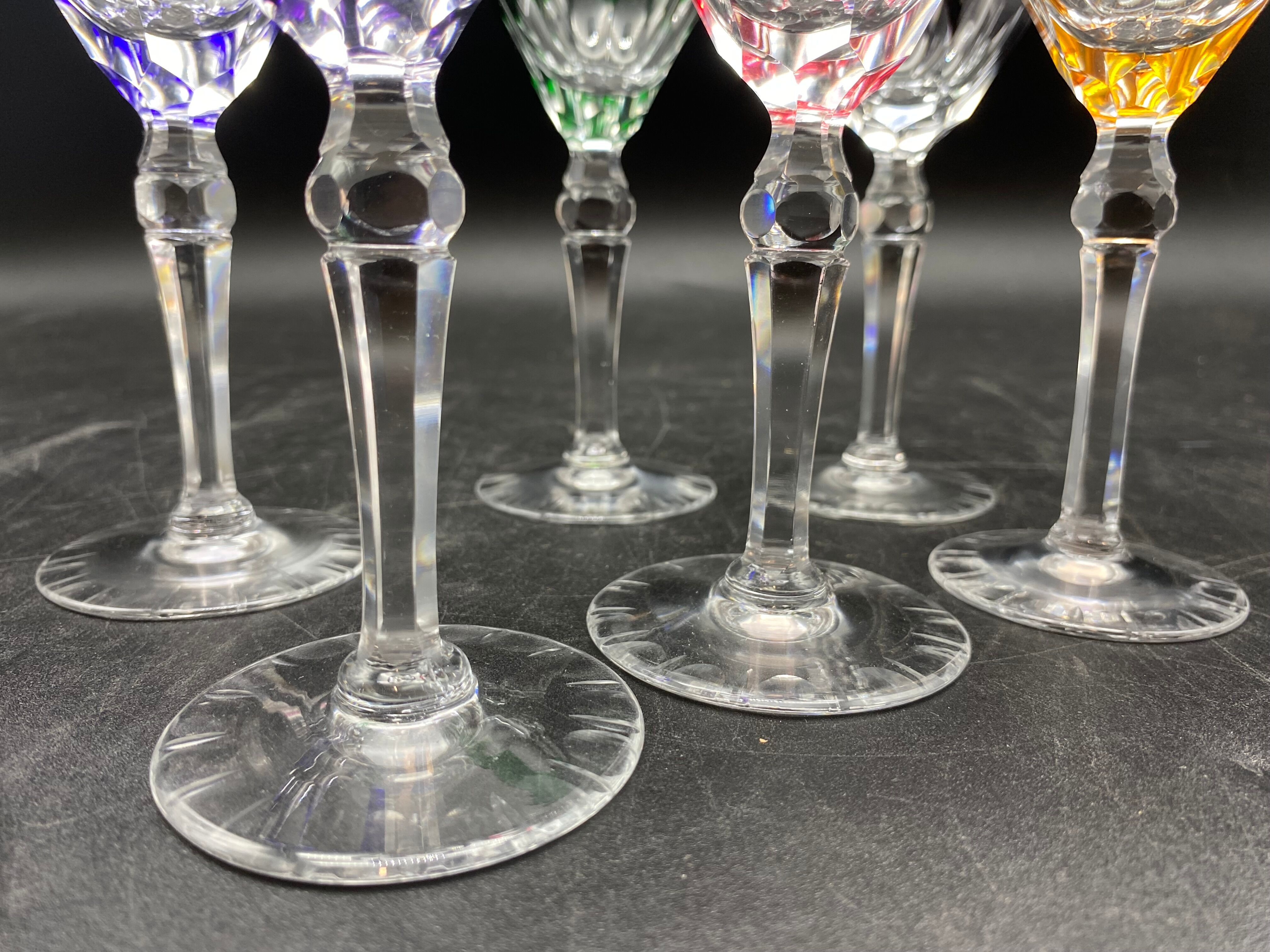 6 colored crystal port glass