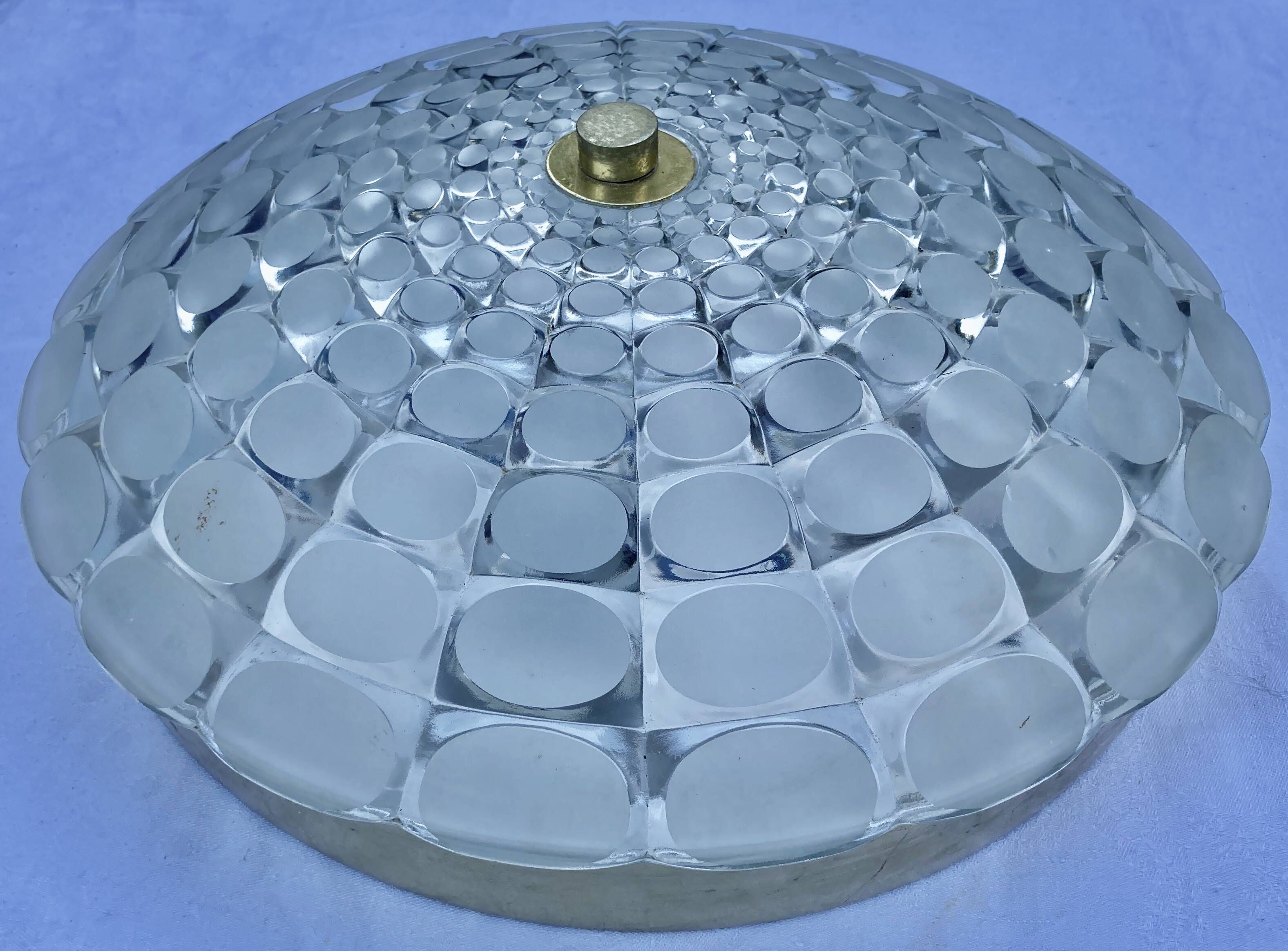 Vintage aluminum and glass ceiling light by Peill & Putzler 1970
