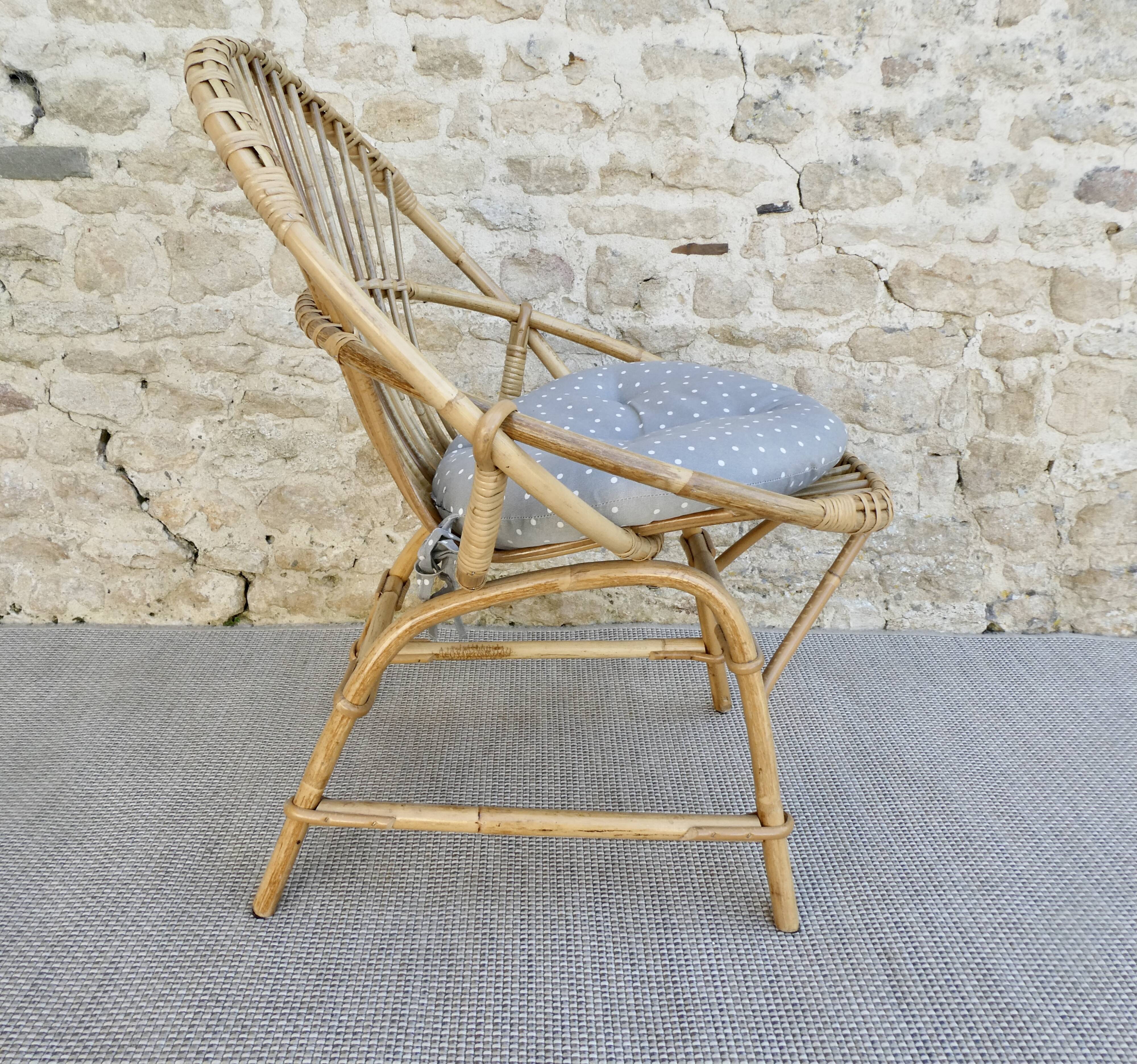 Rattan basket armchair from the 70s