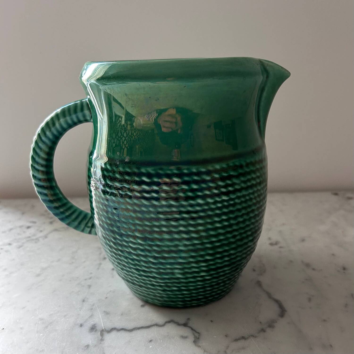 Emerald green pitcher Sarreguemines