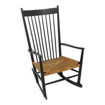 Fauteuil à bascule vintage J16 en hêtre par Hans Wegner pour Möbler F. D. B, Danemark 1960