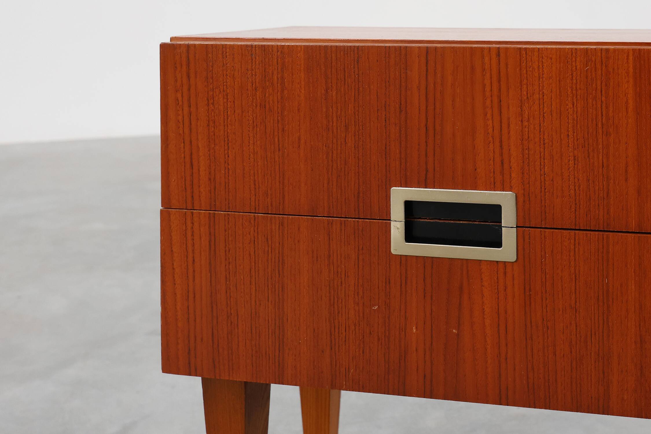 Vintage Nightstand in teak veneer with 2 drawers, Belgium 1950s
