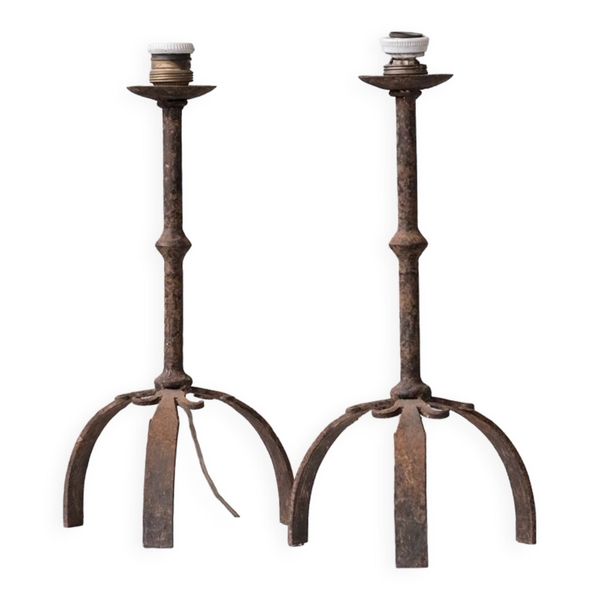 Pair of Spanish Metal Mid-Century Table Lamps