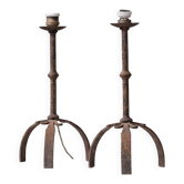 Pair of Spanish Metal Mid-Century Table Lamps