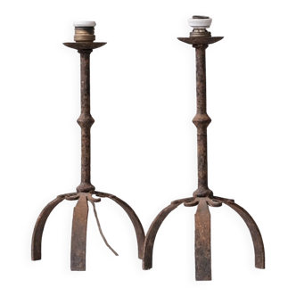 Pair of Spanish Metal Mid-Century Table Lamps
