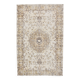 Vintage Turkish rug in beige and brown with floral medallion, 192 × 294 cm