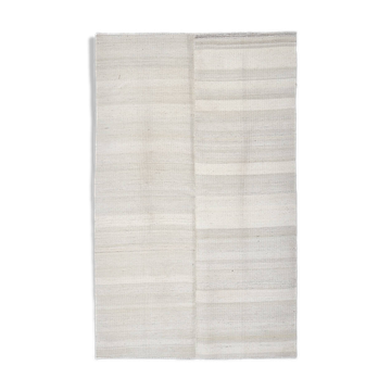 205x132 cm cream wool kilim, 4x7 white wool kilim rugs, solid kilim rug.
