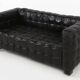 Canapé en cuir noir Kubus modèle "8020" par Josef Hoffmann pour Wittmann, Austr