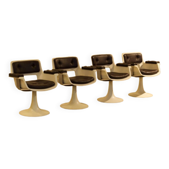 Albert Jacob - 4 360° tulip foot armchairs 1970