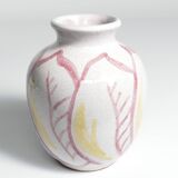 Scandinavian Modern Ceramic Vase with Red & Yellow Leaves, Alingsås Keramik 1947