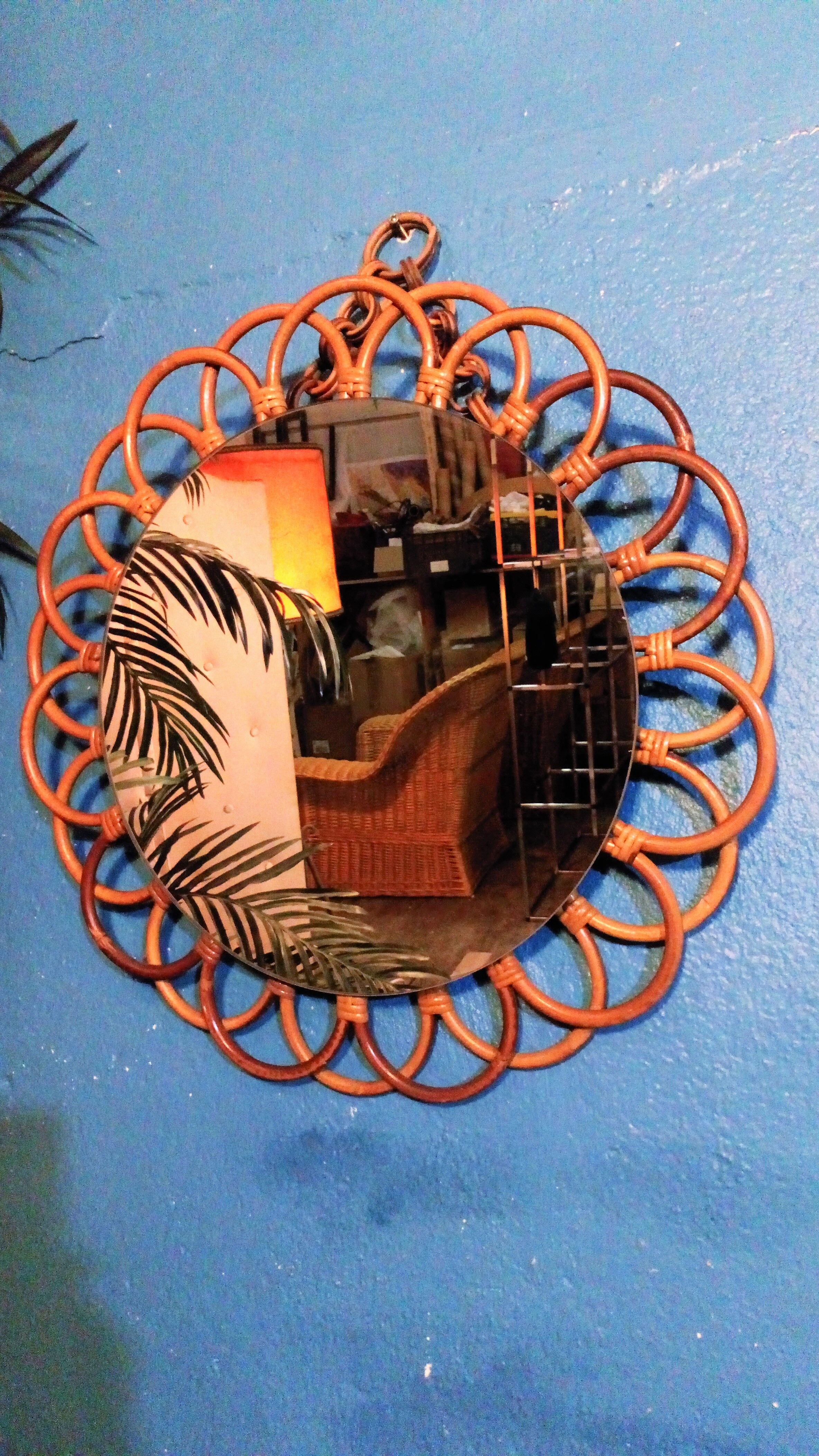 Rattan wall mirror "sun" 1960s