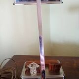 Vintage desk lamp - chrome steel + inkwell + card holder and rosewood pen