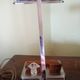 Vintage desk lamp - chrome steel + inkwell + card holder and rosewood pen