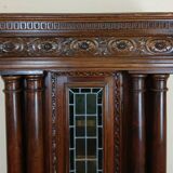 Renaissance style bookcase display case in carved walnut and oak circa 1850