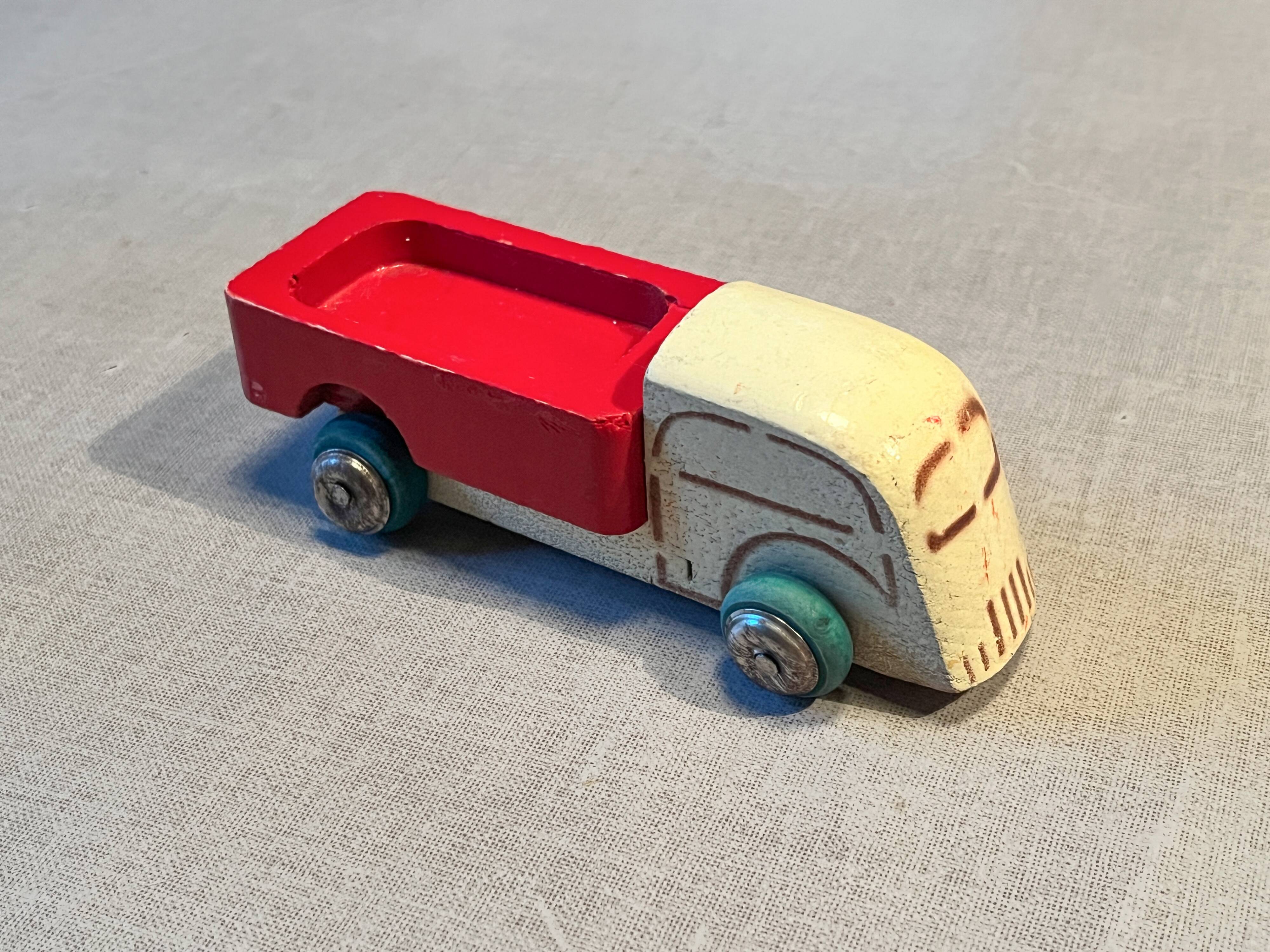 Small wooden flatbed truck, antique toy