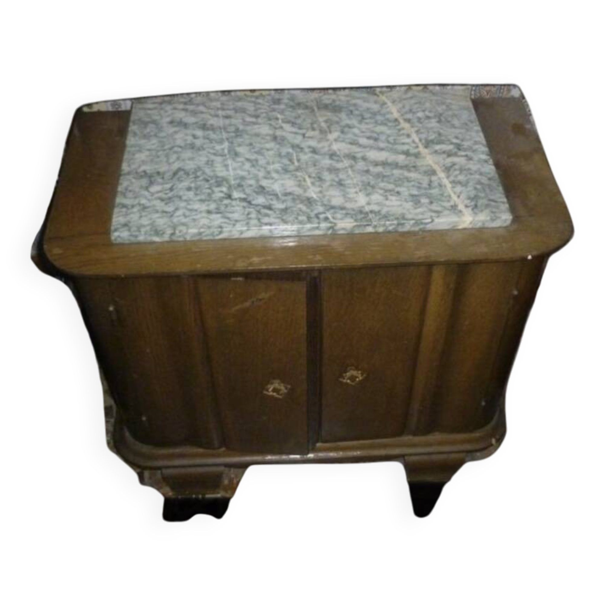 Oak and marble bedside table