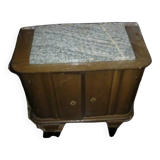 Oak and marble bedside table