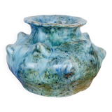 Vintage blue free-form ceramic vase